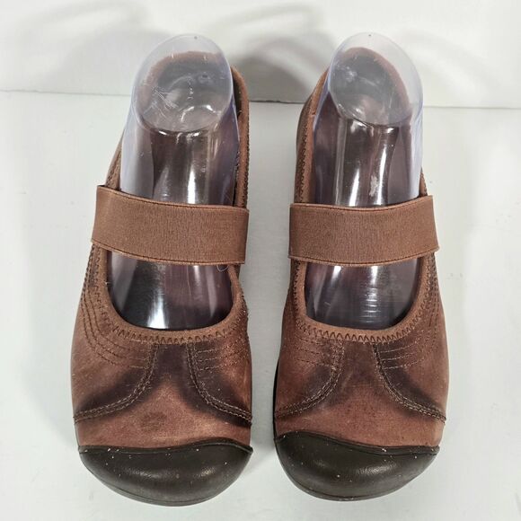 Keen Leather Shoe Sienna Mary‎ Jane Women's Size 8.5 Brown Elastic Strap Slip On - Picture 3 of 10